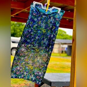 Shear maxi skirt with solid mini skirt layer